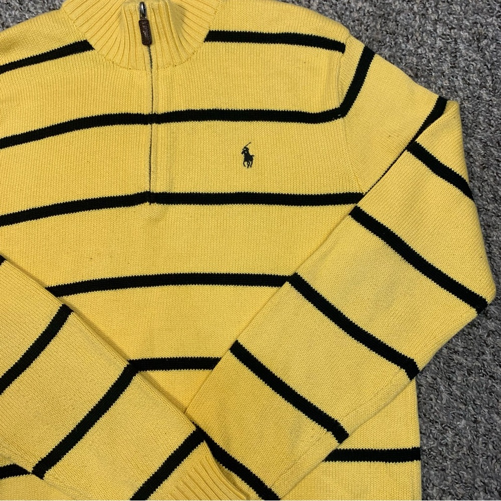 Polo Ralph Lauren VTG Quarter Zip Pullover Striped Cotton Sweater - Picture 3 of 13